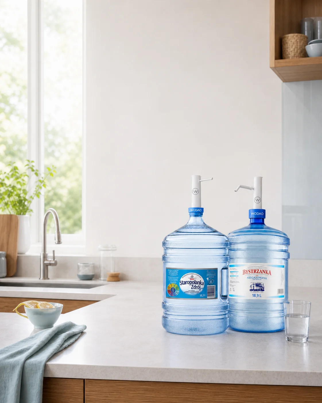 A home kitchen with space for 18.9 L water